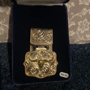 Montana Silversmiths Silver/Gold Longhorn Skull Money Clip
